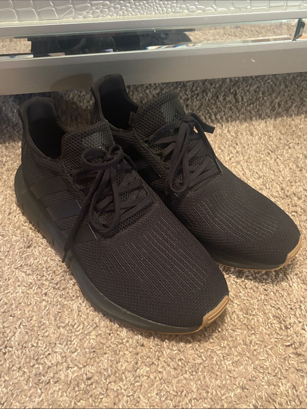 Adidas Swift Run Men's Black Knit Athletic Sneakers